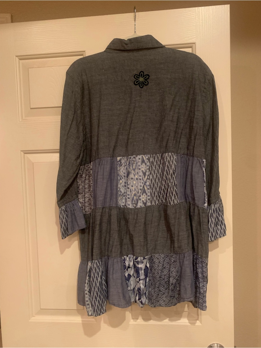 Embroidered Patchwork Tunic Top - Blue - Picture 5 of 11